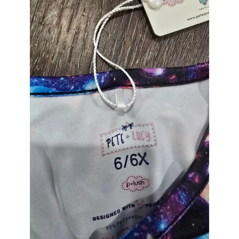 Pete + Lucy Girls Cosmic Heart Tunic and Purple Leggings Set Size 6/6X NWT